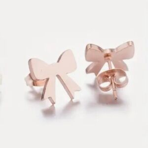 Rose Gold Bow Stud Earrings